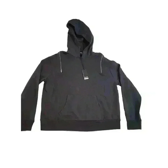 Monrow Sweatshirt Womens Medium Open Back Zipper Pullover Charcoal Hoodie New - Picture 10 of 13